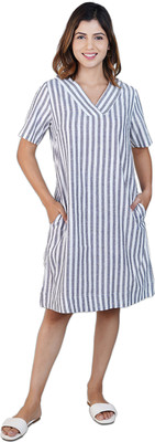 Biglilpeople Women Shift Grey Knee Length Dress