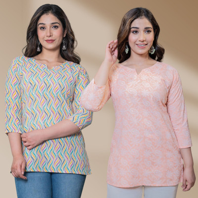 I N ENTERPRISES Casual Floral Print Women Multicolor Top