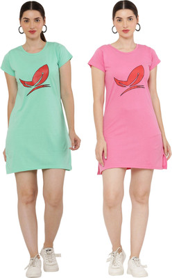 HouseOfCommon Women T Shirt Multicolor Above Knee/Mid Thigh Length Dress