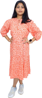 RETRORISE Women Ethnic Dress Orange Knee Length Dress