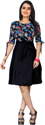HOUSE OFF COMMON Women A-line Multicolor Knee Length Dress