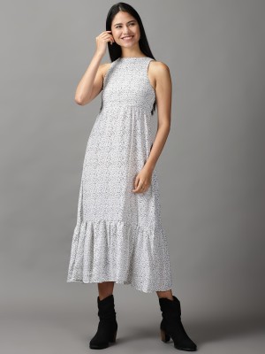 Showoff Women Fit and Flare White Dress