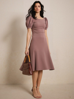 Dressberry Women Bodycon Brown Knee Length Dress