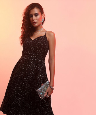Tokyo Talkies Women A-line Black Maxi/Full Length Dress