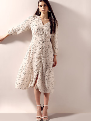 VERO MODA Women Fit and Flare White Maxi/Full Length Dress