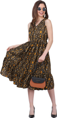 FIRST ARRIVAL Women A-line Multicolor Knee Length Dress