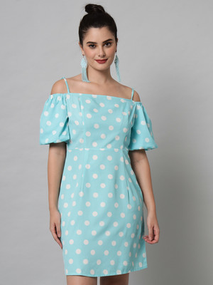 Emeros Women A-line White, Light Blue Above Knee/Mid Thigh Length Dress