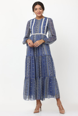 TSM Women A-line Multicolor Maxi/Full Length Dress
