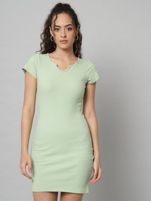 GUTI Women Bodycon Green Above Knee/Mid Thigh Length Dress