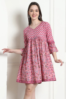 Rajnandini Women A-line Pink Above Knee/Mid Thigh Length Dress