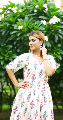 Rizqin Women A-line Pink Below Knee Dress