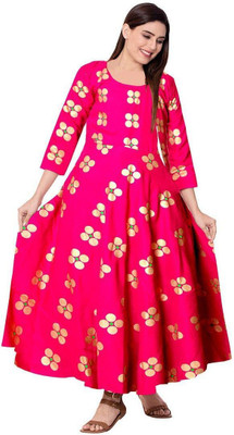 HouseOfCommon Women Maxi Pink Full Length Dress