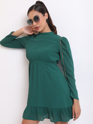 KETCH Women Blouson Green Above Knee/Mid Thigh Length Dress
