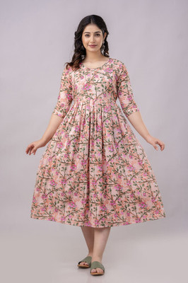 Amriti Women Printed Anarkali Kurta(Multicolor)
