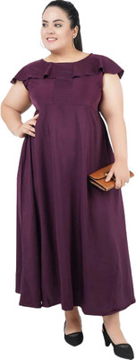 ladik way Women Maxi Purple Full Length Dress