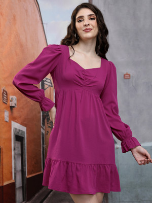 Tokyo Talkies Women Fit and Flare Pink Above Knee/Mid Thigh Length Dress