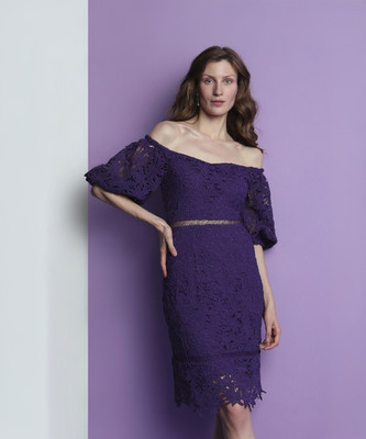 VERO MODA Women Shift Purple Knee Length Dress