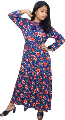 RETRORISE Women Maxi Blue Full Length Dress