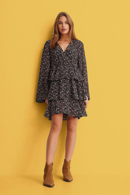 Roadster Women A-line Black Above Knee/Mid Thigh Length Dress