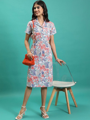 Tokyo Talkies Women A-line Multicolor Midi/Calf Length Dress