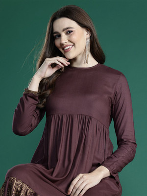 Sangria Women A-line Brown Midi/Calf Length Dress