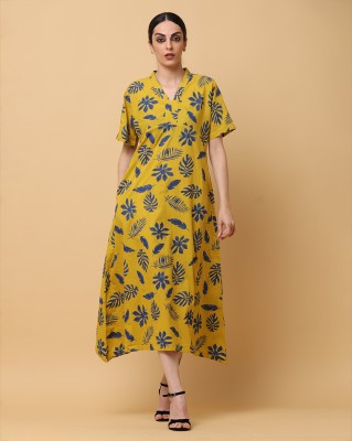 Black & Blah Blah Women A-line Yellow Dress