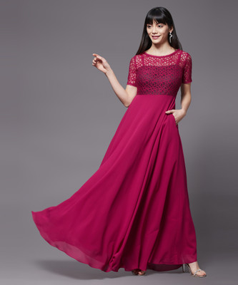 Miss Chase Women Maxi Pink Full Length Dress