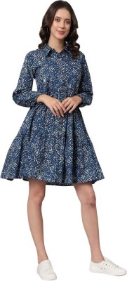 Ritzy Fashion Women Fit and Flare Blue Dress