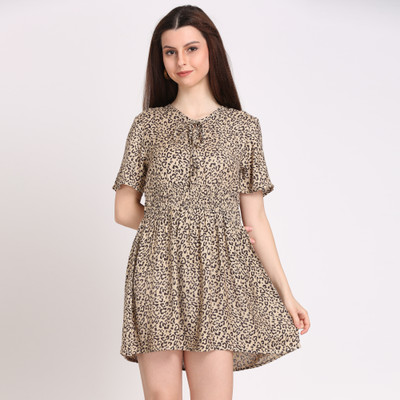 OTTAVIA Women Fit and Flare Multicolor Above Knee/Mid Thigh Length Dress