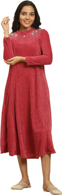W Women A-line Red Midi/Calf Length Dress