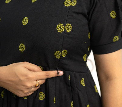 BNT Women A-line Black Above Knee/Mid Thigh Length Dress