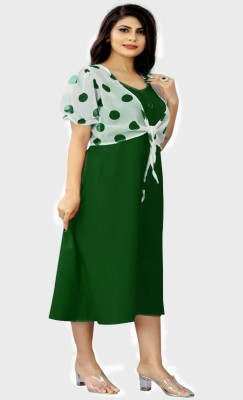 shifa fashion Women A-line Dark Green Dress