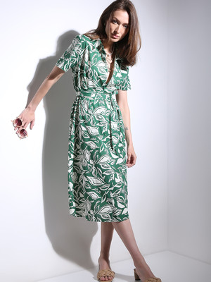 VERO MODA Women A-line Green Midi/Calf Length Dress