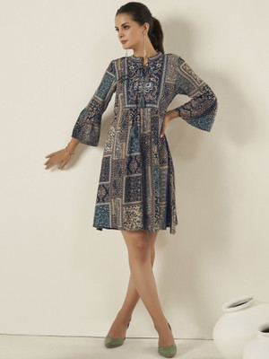 ANOUK Women A-line Multicolor Knee Length Dress