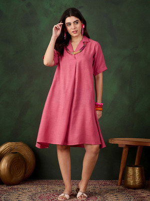 Sangria Women A-line Pink Midi/Calf Length Dress