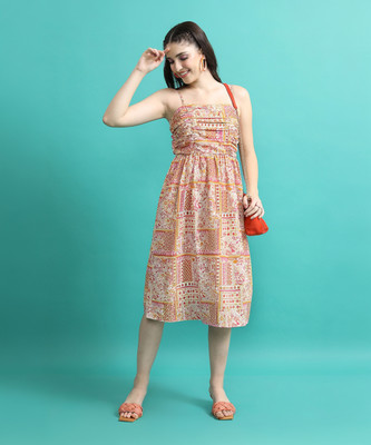 Tokyo Talkies Women A-line Multicolor Knee Length Dress
