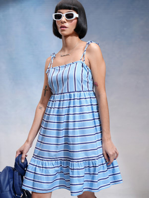 Tokyo Talkies Women A-line Blue Mini/Short Dress