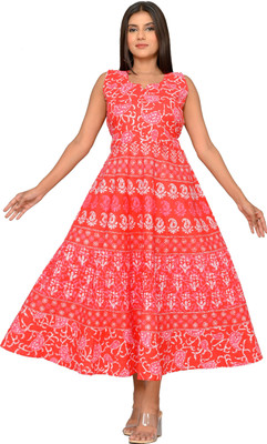 DADUDAYAL EXPORT Women Gown Pink Midi/Calf Length Dress