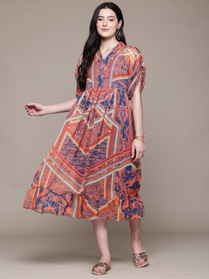 aarke Ritu Kumar Women Fit and Flare Multicolor Ankle Length Dress