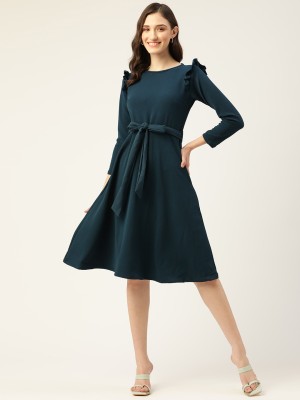 Arbiter Collection Women Fit and Flare Dark Blue Dress