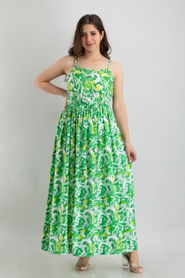 SHANGUL Women Fit and Flare Green Dress