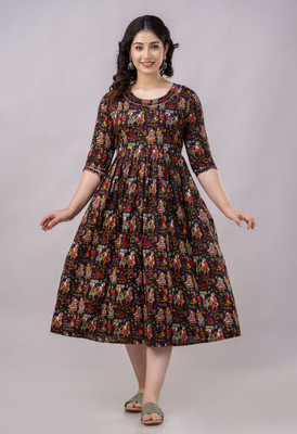 Stylishthreads Women A-line Multicolor Midi/Calf Length Dress
