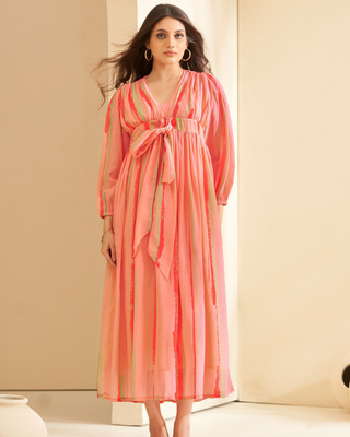 HouseOfCommon Women Fit and Flare Pink Midi/Calf Length Dress