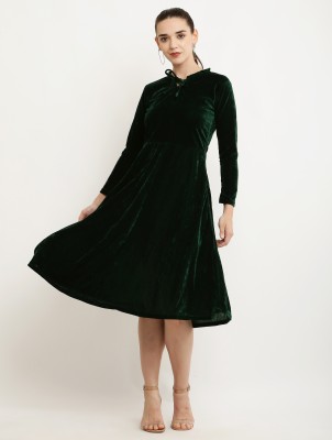 Tamina Women A-line Dark Green Dress