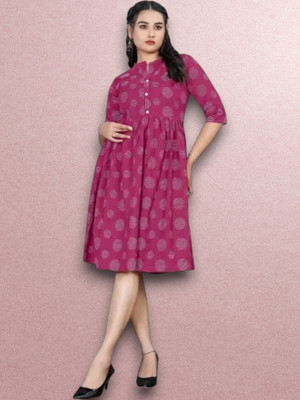 Suhanicz Women Printed A-line Kurta(Purple)