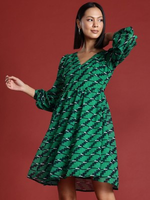 all about you Women A-line Green Dress