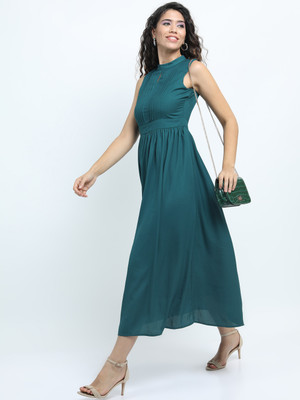 Tokyo Talkies Women A-line Light Green Maxi/Full Length Dress