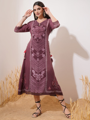 Vishudh Women Maxi Red Midi/Calf Length Dress