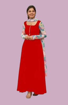Panth Creation Women Fit and Flare Multicolor Maxi/Full Length Dress