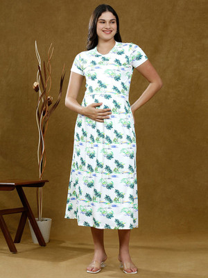 True Shape Women A-line Green Midi/Calf Length Dress